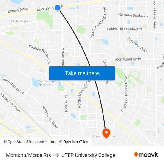 Montana/Mcrae Rts to UTEP University College map