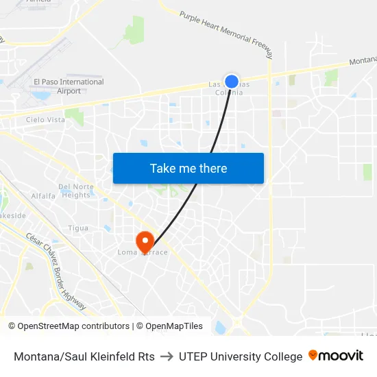 Montana/Saul Kleinfeld Rts to UTEP University College map