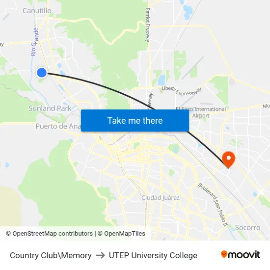 Country Club\Memory to UTEP University College map