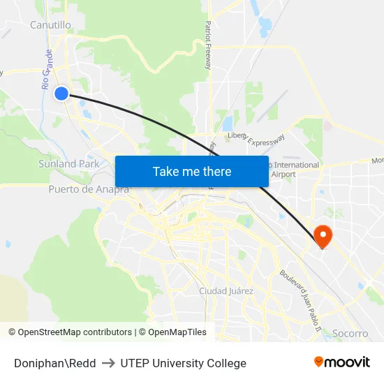 Doniphan\Redd to UTEP University College map