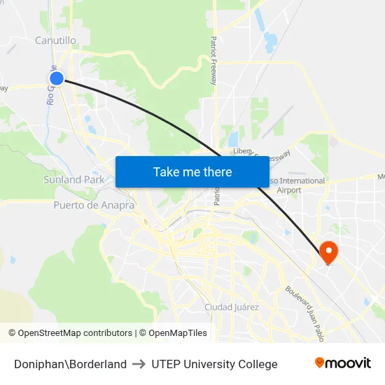 Doniphan\Borderland to UTEP University College map