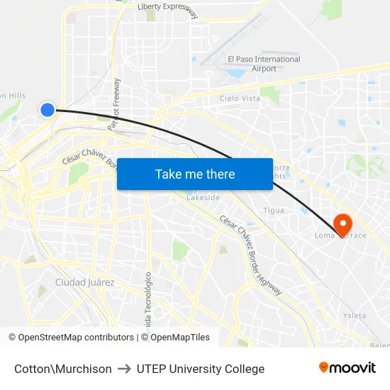 Cotton\Murchison to UTEP University College map