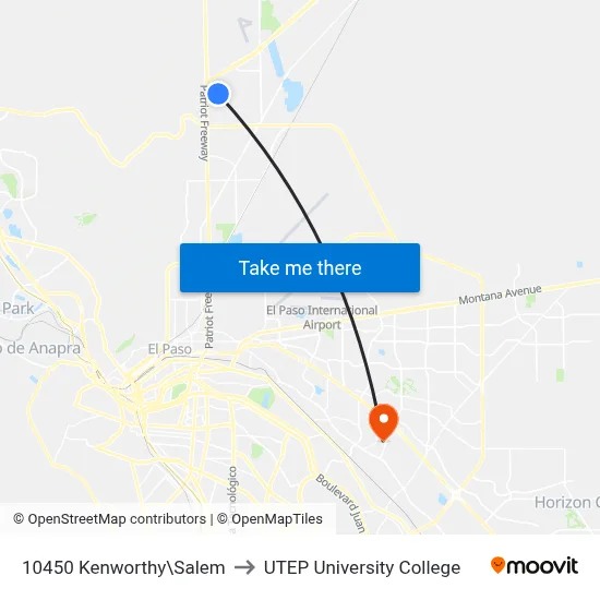 10450 Kenworthy\Salem to UTEP University College map
