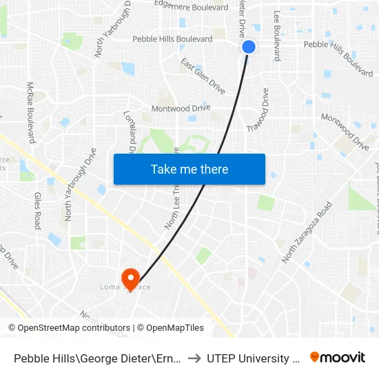 Pebble Hills\George Dieter\Ernesto Serna to UTEP University College map