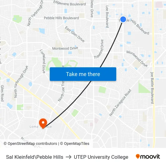 Sal Kleinfeld\Pebble Hills to UTEP University College map