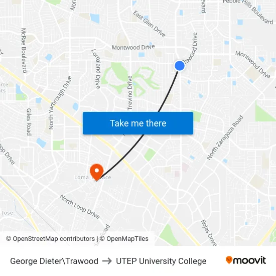 George Dieter\Trawood to UTEP University College map