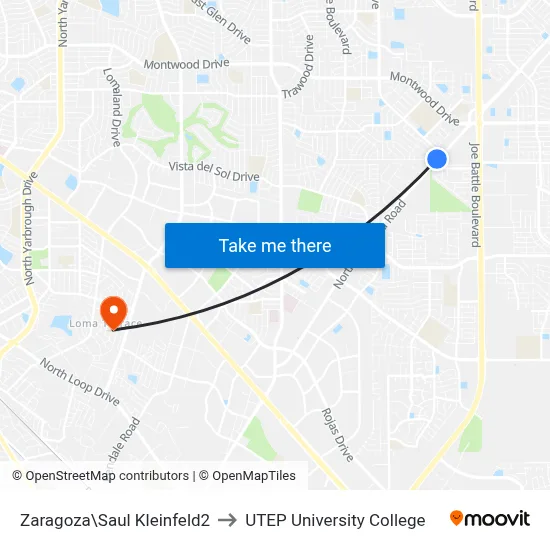 Zaragoza\Saul Kleinfeld2 to UTEP University College map
