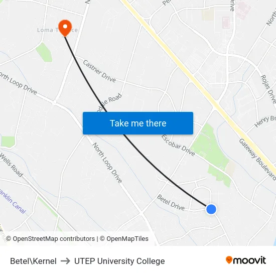 Betel\Kernel to UTEP University College map