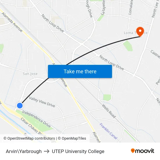 Arvin\Yarbrough to UTEP University College map