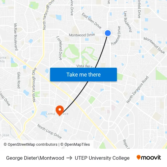 George Dieter\Montwood to UTEP University College map