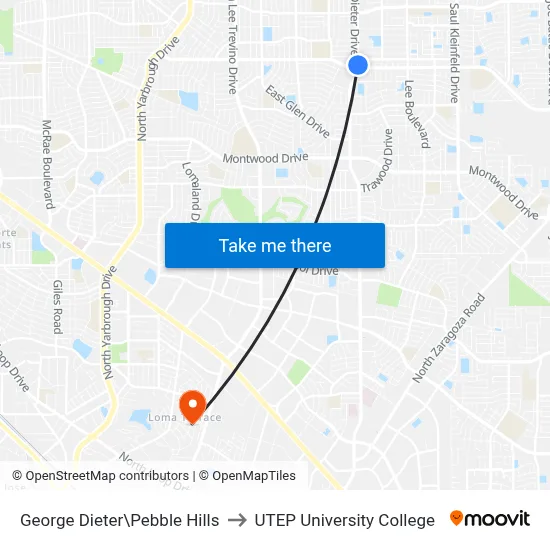 George Dieter\Pebble Hills to UTEP University College map