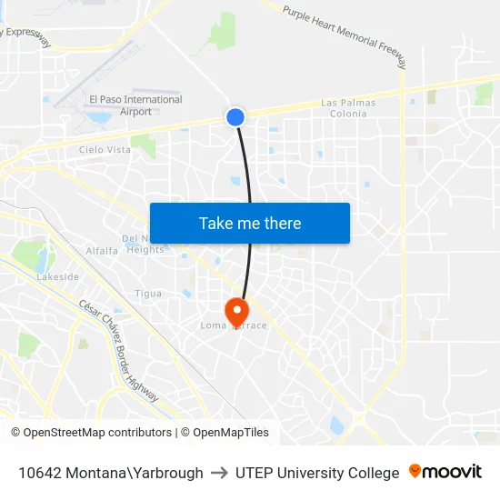 10642 Montana\Yarbrough to UTEP University College map