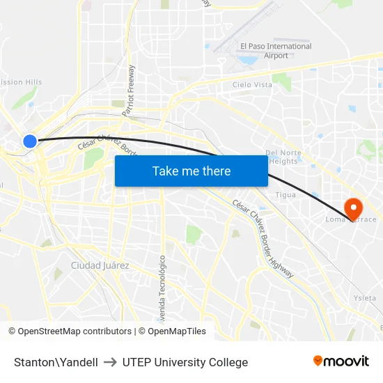 Stanton\Yandell to UTEP University College map