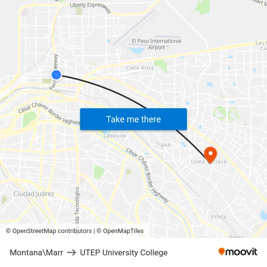 Montana\Marr to UTEP University College map