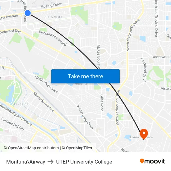 Montana\Airway to UTEP University College map