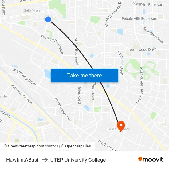 Hawkins\Basil to UTEP University College map