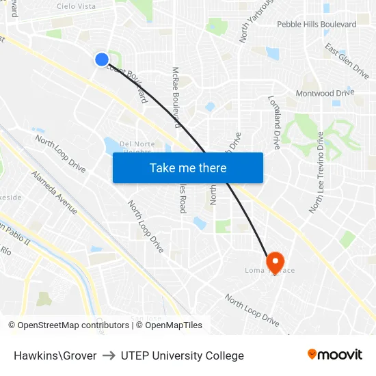 Hawkins\Grover to UTEP University College map