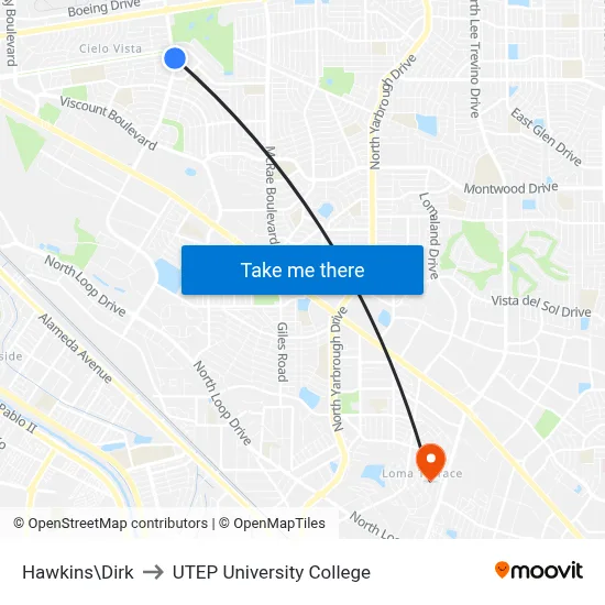 Hawkins\Dirk to UTEP University College map