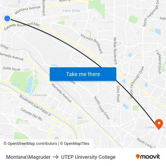 Montana\Magruder to UTEP University College map