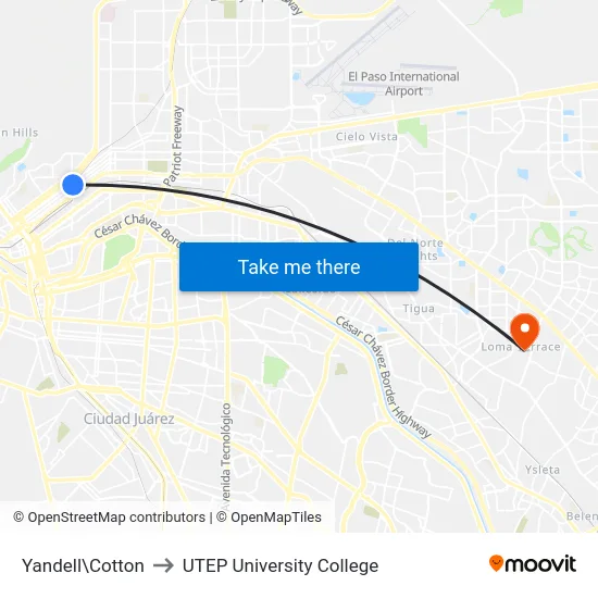 Yandell\Cotton to UTEP University College map