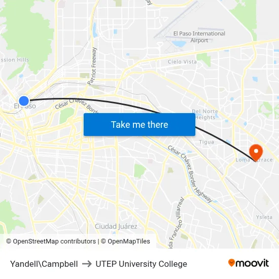 Yandell\Campbell to UTEP University College map