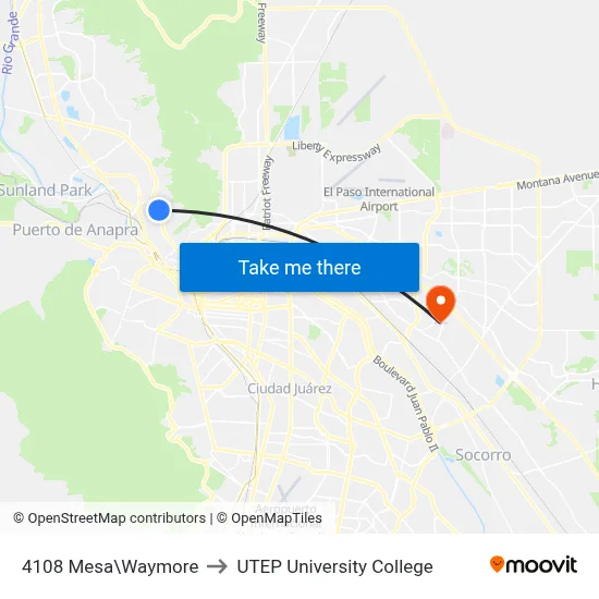 4108 Mesa\Waymore to UTEP University College map