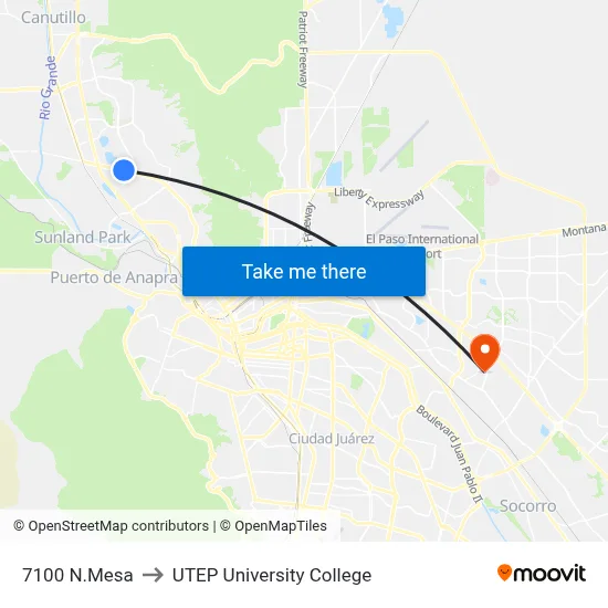 7100 N.Mesa to UTEP University College map
