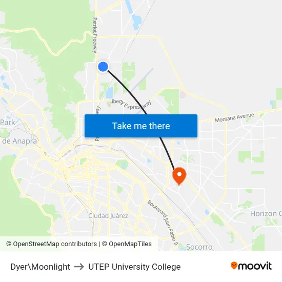 Dyer\Moonlight to UTEP University College map