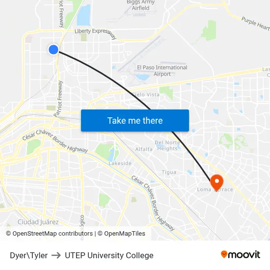 Dyer\Tyler to UTEP University College map