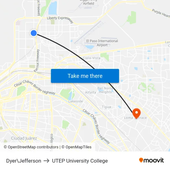 Dyer\Jefferson to UTEP University College map
