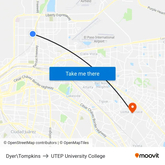 Dyer\Tompkins to UTEP University College map