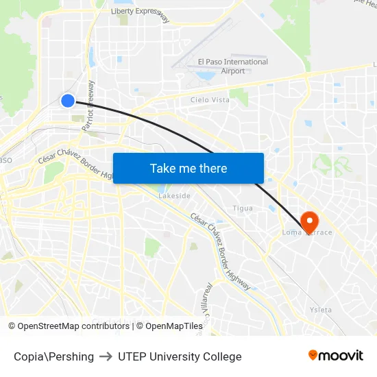 Copia\Pershing to UTEP University College map