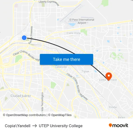 Copia\Yandell to UTEP University College map