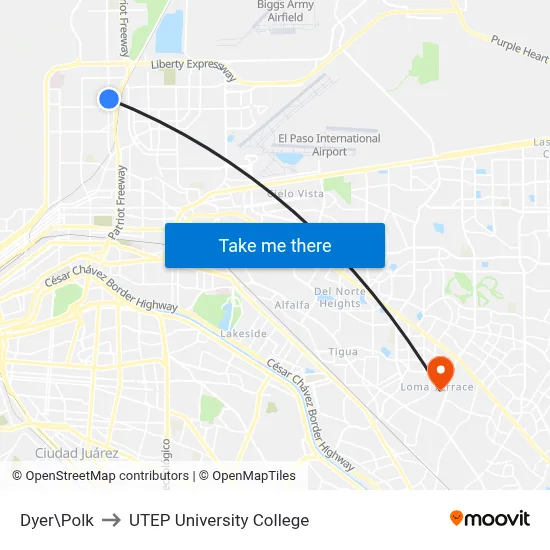 Dyer\Polk to UTEP University College map
