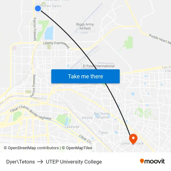 Dyer\Tetons to UTEP University College map