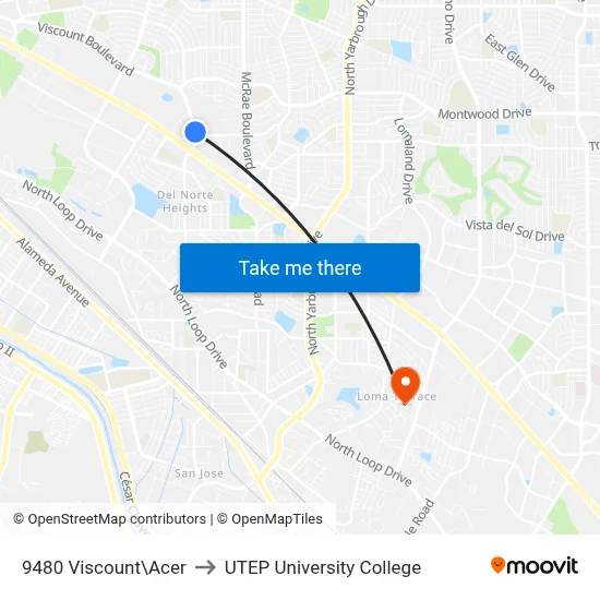 9480 Viscount\Acer to UTEP University College map
