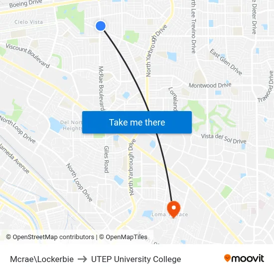 Mcrae\Lockerbie to UTEP University College map