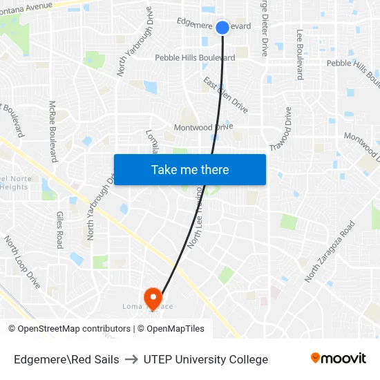 Edgemere\Red Sails to UTEP University College map