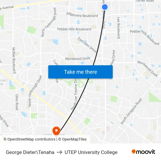 George Dieter\Tenaha to UTEP University College map