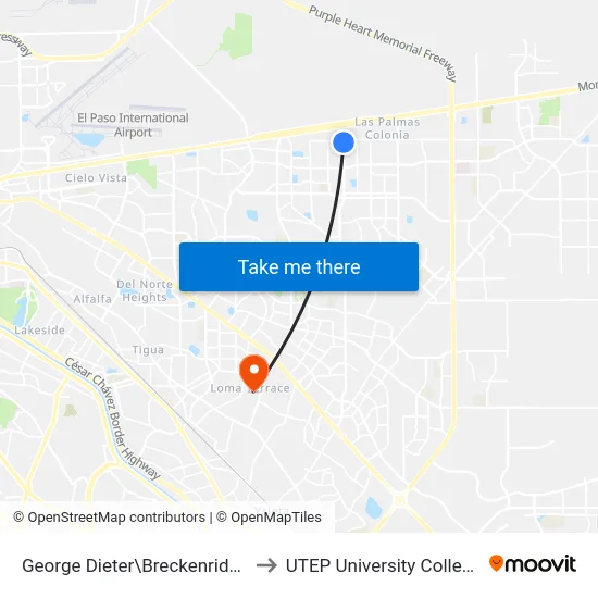 George Dieter\Breckenridge to UTEP University College map
