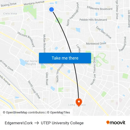 Edgemere\Cork to UTEP University College map