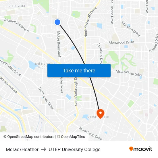 Mcrae\Heather to UTEP University College map