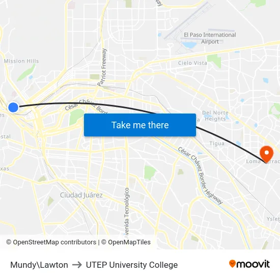 Mundy\Lawton to UTEP University College map