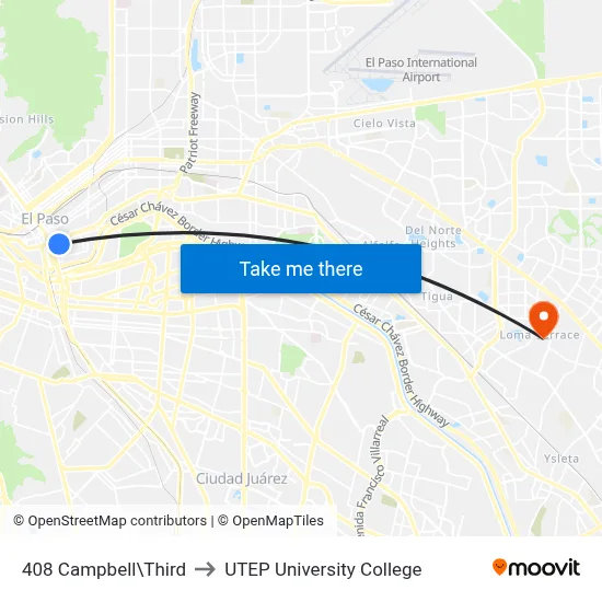 408 Campbell\Third to UTEP University College map