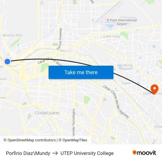 Porfirio Diaz\Mundy to UTEP University College map