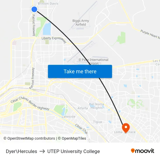 Dyer\Hercules to UTEP University College map