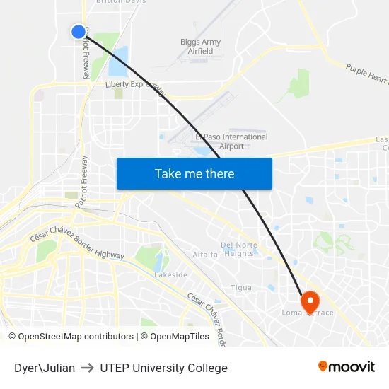 Dyer\Julian to UTEP University College map