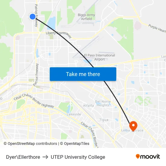 Dyer\Ellerthore to UTEP University College map