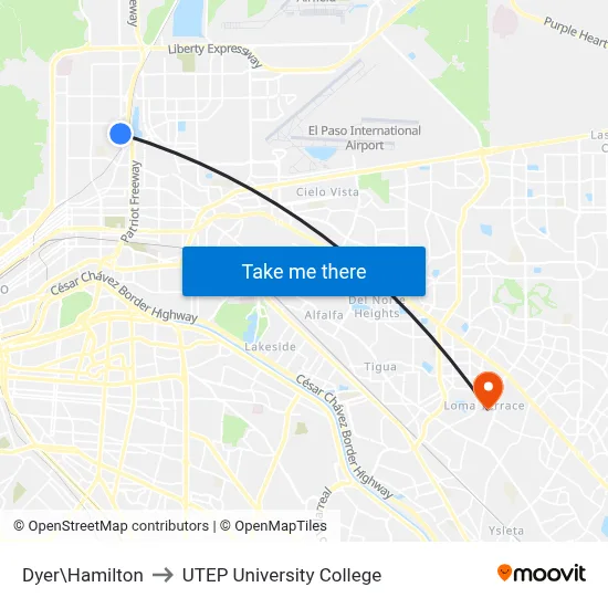 Dyer\Hamilton to UTEP University College map