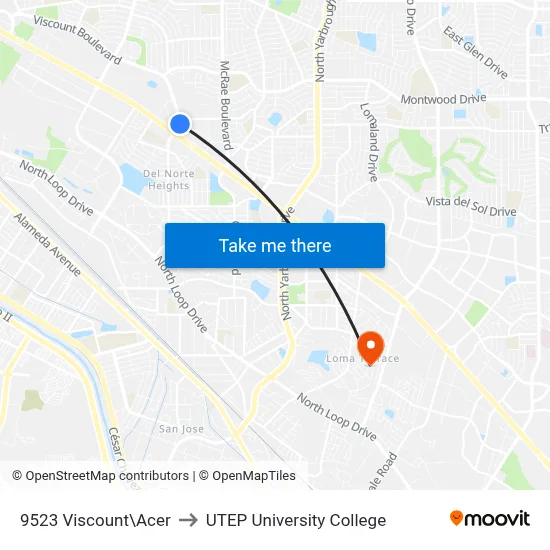 9523 Viscount\Acer to UTEP University College map